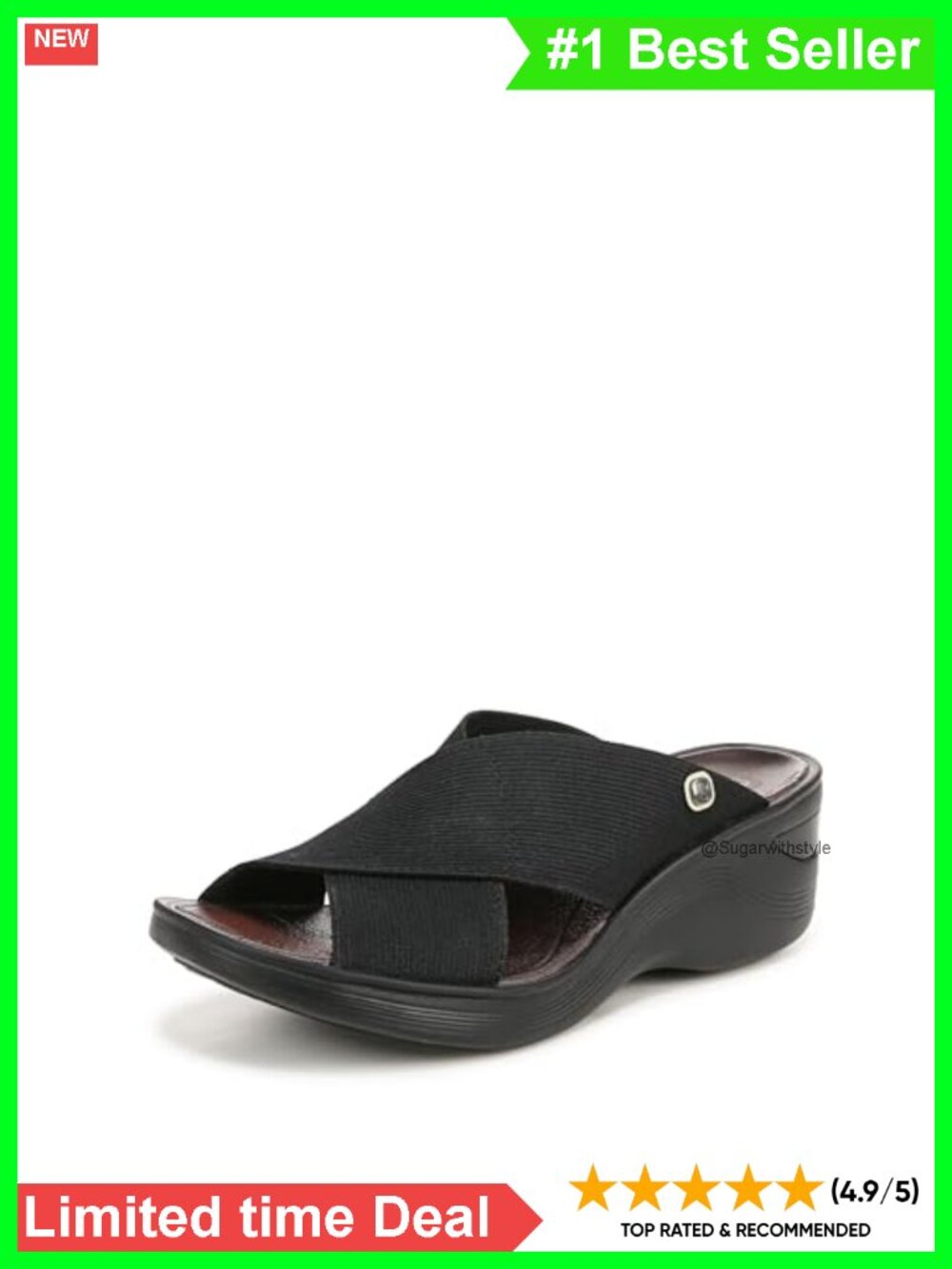 BZees Cloud Technology Cross Band Slide Sandals Machine Washable Comfort